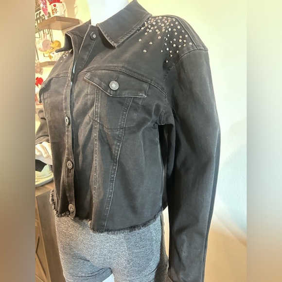 I.n.c. International Concepts Women's Embellished Denim Trucker Jacket - Picture 4 of 7